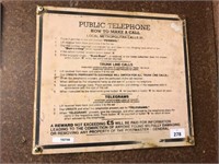 REPRODUCTION PUBLIC TELEPHONE CALL SIGN