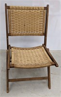 Vintage Wood and Rope Folding Chair