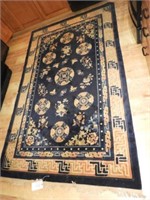 Oriental style wool Pile area rug in cobalt blue