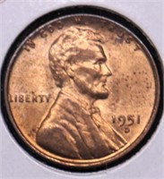 1951 D GEM BU RED LINCOLN CENT
