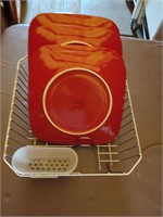Red Square Plates & dish Drainer
