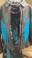 LEATHER CLUB JACKET WITH CHAPS SIZE S
