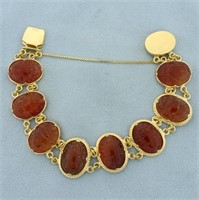 Carnelian Beetle Scarab Bracelet in 18k Yellow Gol