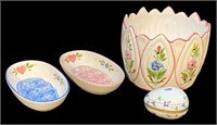 Handpainted Ceramic Planter and Soap Dishes