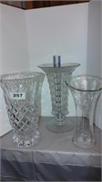 3 glass vases