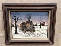 C. Carson painting(?) on canvas - train through