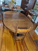 Large Oval Oak Dinning Table & 4 Chairs