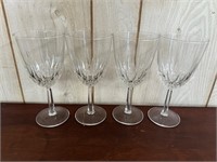 4 Vintage Clear Glass Crystal Water Goblets