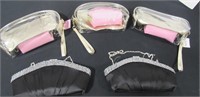 Lot - (3) Cosmetics Bags & (2) Black Purses