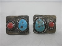 Sterling Silver Tested Turquoise Cuff Links