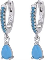 Gold-pl. 2.50ct Turquoise Huggie Dangle Earrings