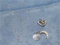 Sterling Silver Necklace & Mom Pendant Hallmarked