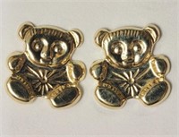 14KT Yellow Gold Teddy Bear Earrings