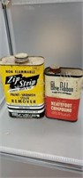 2 vintage tin cans- Blue Ribbon neat's-foot