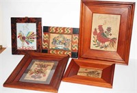 (5) Framed Folk Art Pictures & Frames -