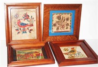 (4) Framed Folk Art Pictures & Frames - Largest