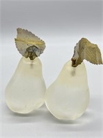 (2) Vintage Lucite Pears w/ Leaf