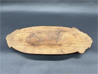 Carved Wooden Oblong Dough Bowl