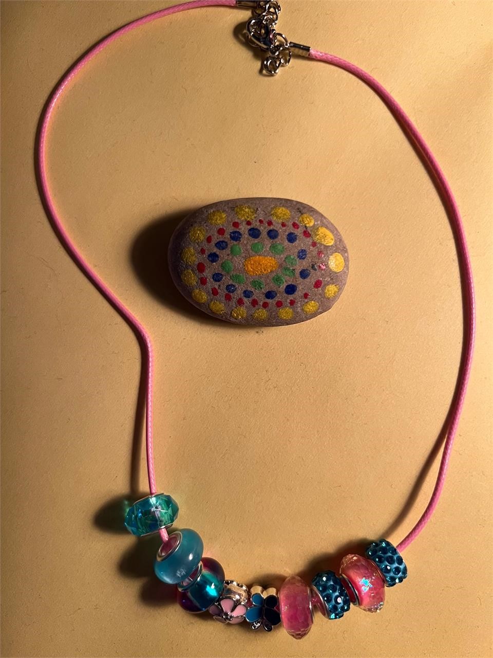 Necklace & Painted Rock by 7 year old client