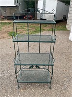 Green wrought iron Bakers rack