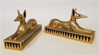 Pair Italian Anubis Dog Metal Desk Ornaments