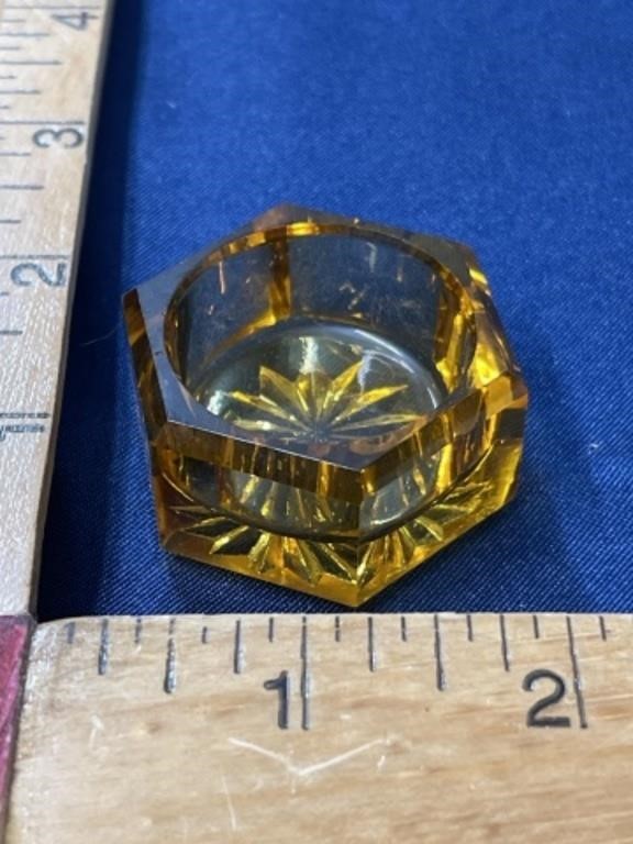 Amber glass salt cellar