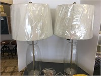 PAIR OF CLEAR GLASS TABLE LAMPS