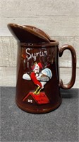 Vintage Japanese Syrup Jug With Rooster 5.5" Tall