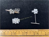 Sterling silver gear tie tac pin, lapel pin & tie