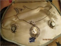 Beautiful Antique Lang Sterling Cameo Necklace &