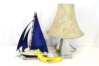 Pair Mid-Century Sailboat TV Lamps