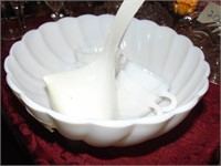 milk glass punch bowl set