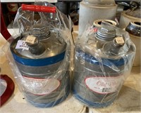 2 Old Blue Galvanized Cans