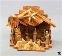 Wood Nativity Scene Music Box