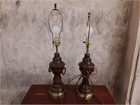 Pair of Wood Table Lamps. No shades
