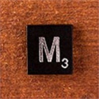 200 Scrabble Tiles - Black - Letter M