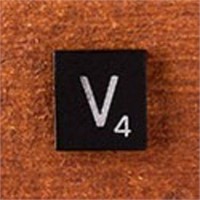 200 Scrabble Tiles - Black - Letter V