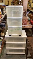 One pair of three drawer plastic crafting chests -
