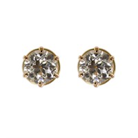 14k Gold Round Brilliant Diamond Stud Earrings -