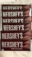 6 full size Hershey milk chocolate bars, past