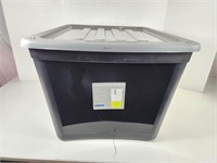 NEW Black Storage Bin W/ Grey Lid 80L