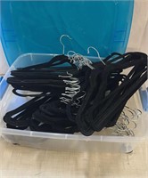Lot of Fabric Coat Hangers with Bin and Cover