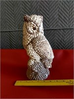 Vintage 11" Seashell Plaster Owl