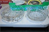 1 LARGE CRYSTAL AND 1 LARGE GLASS BOWL 1 IS FOOTED