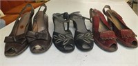 Ladies shoes (3 pair), 1940s open toe leather