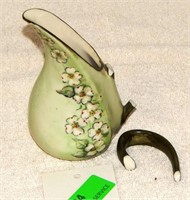 Hand painted water pitcher, handle broke