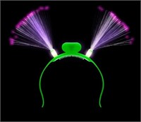 LED Flashing Fiber Optic Headband- Green 12 pcs