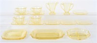 LORAIN BASKET YELLOW DEPRESSION GLASS LOT