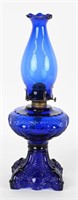 VINTAGE COBALT BLUE OIL LAMP