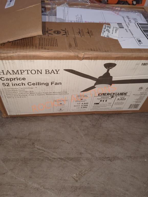 Hampton Bay Caprice 52" Ceiling Fan Matte Black
